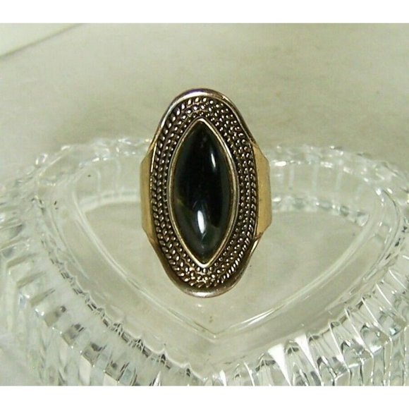 Artisan Designed Agate Bezel Set Long Knuckle Ring Size 7 1/2 Adjustable Band - Picture 7 of 7